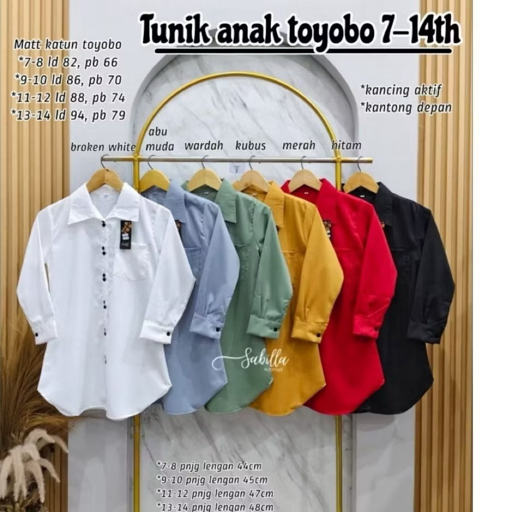 [BISA COD] Tunik Toyobo Anak usia 7-14 tahun Tunik Polos