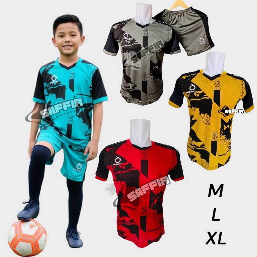 Jersey Futsal Anak SD Usia 5-12 Tahun Setelan Baju Celana Bola Seragam Tim