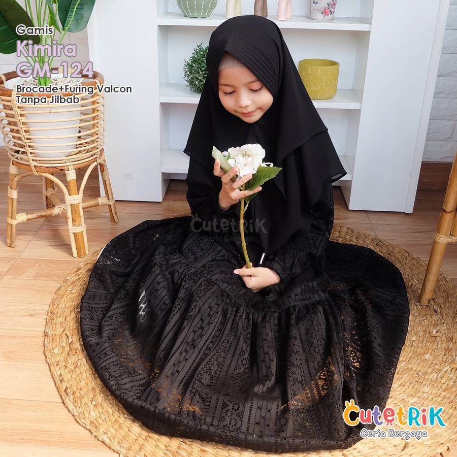 Cutetrik Gamis Anak Hitam Brokat Premium Dress Muslim Anak Terbaru Gamis Anak Perempuan Hitam Elegan