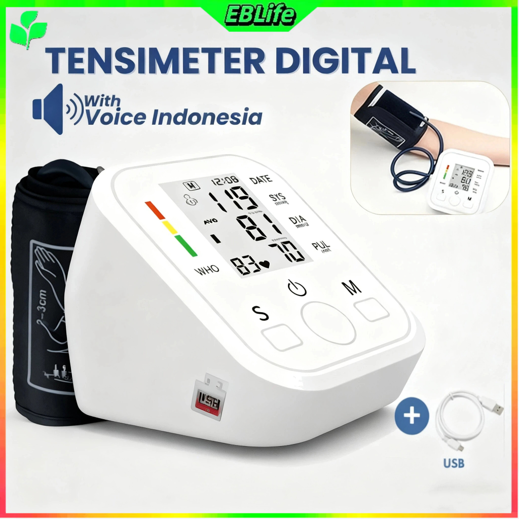 Tensimeter Digital Lengan Atas/Alat Cek Pengukur Tekanan Tensi Darah Digital Tensimeter/Tensimeter Digital Alat Tensi Darah