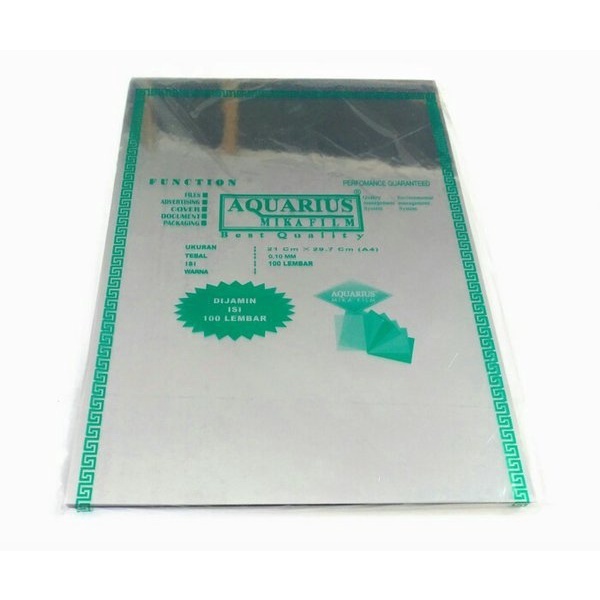 PLASTIK MIKA BENING JILID AQUARIUS F4/A4 0.10MM MIKA FILM / Mika Jilid A4