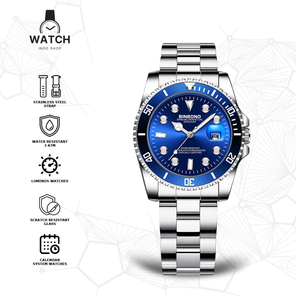 Indoshopwatches Jam Tangan Wanita Pria Analog BINBOND B920 Luminos Watches