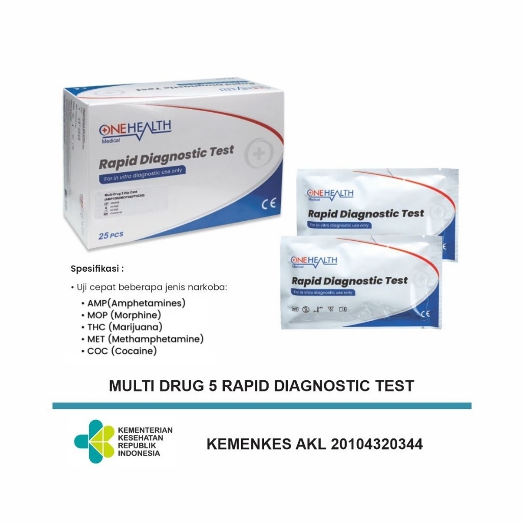 Onehealth Multi Drug 5 Rapid Diagnostic Test isi 1 pc - Alat Tes Narkoba [JAKSEL]