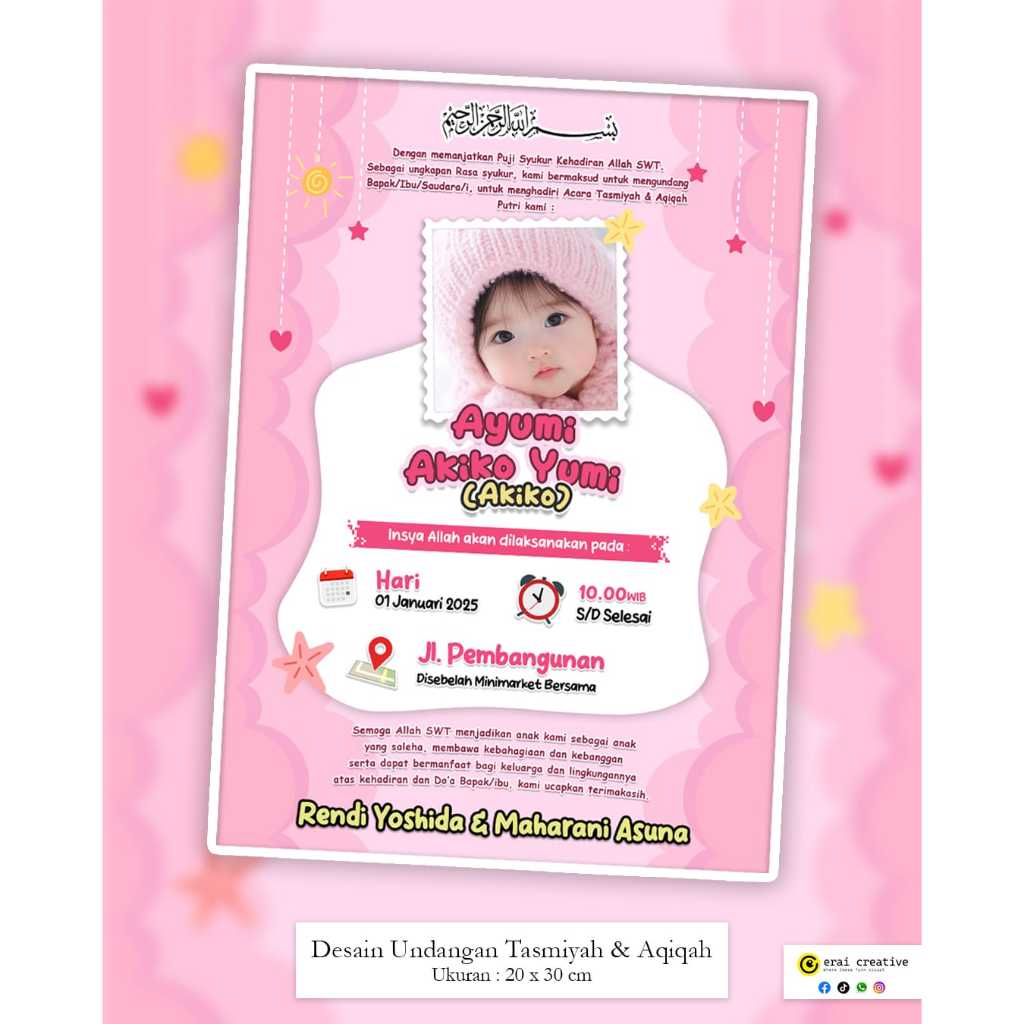 Desain undangan Tasyakuran Aqiqah/jasa desain