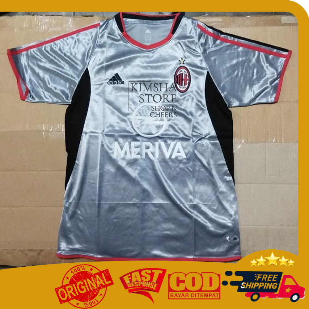 Kaos Adidas 3rd Jersey AC Milan 2003 2004 Football Club Soccer Third Shirt Pakaian Baju Olahraga Clu