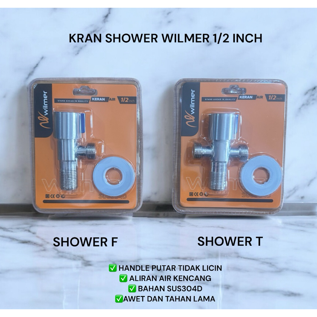 WILMER Kran Shower T / Stop Kran T 2 Lubang MURAH 1/2”