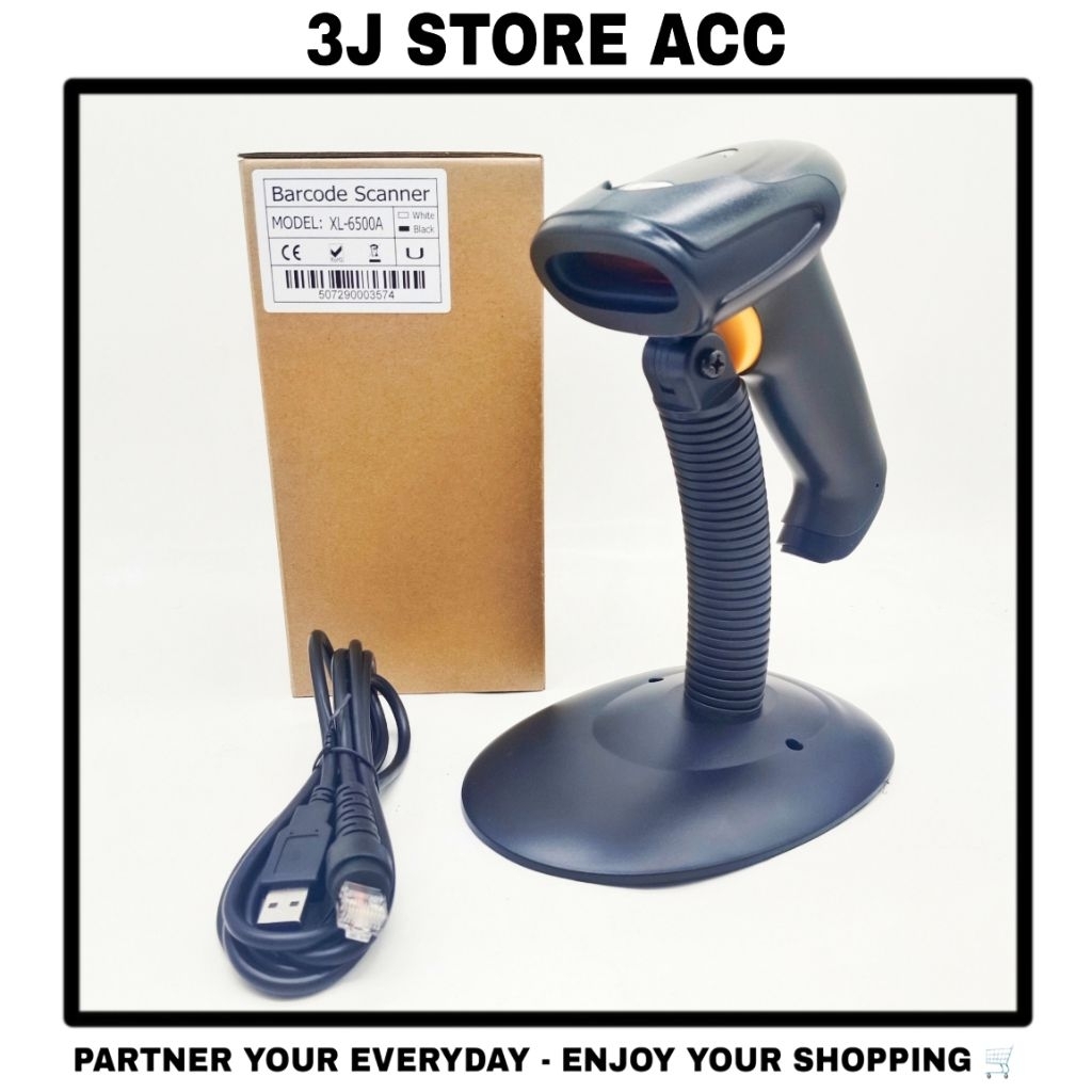 Barcode Scanner XL-6500A 1D Handfree | Scanner Otomatis Tanpa Tombol | High Sensitivity | Tipe Stand