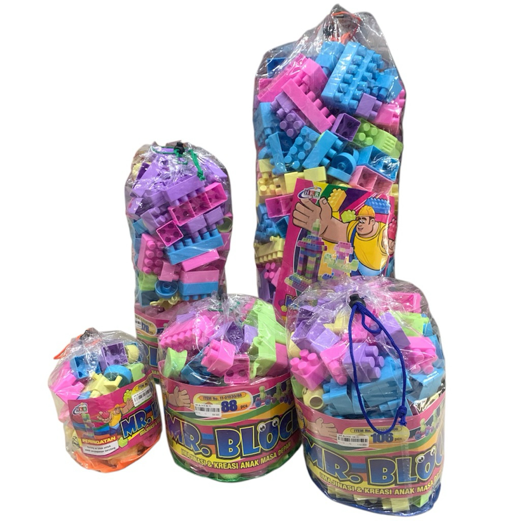 Mainan Balok Anak/Balon Susun/Block Anak Besar Tas 100 pcs /HANLO 83100 - HANLO Blok 100 pcs