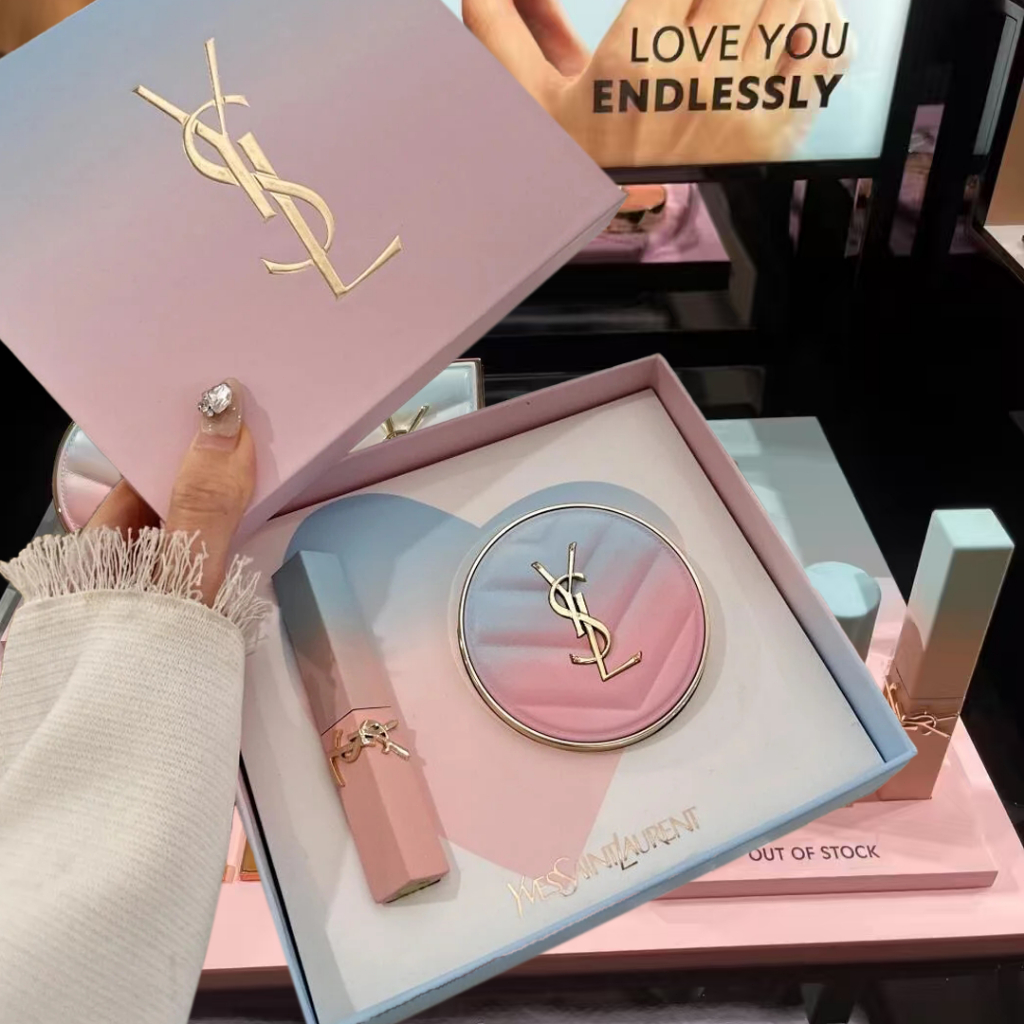 [WITH BOX]YSL Valentine Edition Gift Set//YSL Touche Eclat Glow Pact Valentine Cushion Limited Editi