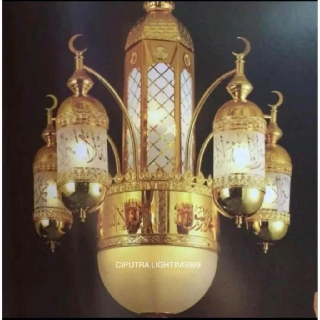 LAMPU GANTUNG HIAS TURKI MASJID MUSHOLLAH NABAWI LAFADZ SCH-6689-5 MEWAH