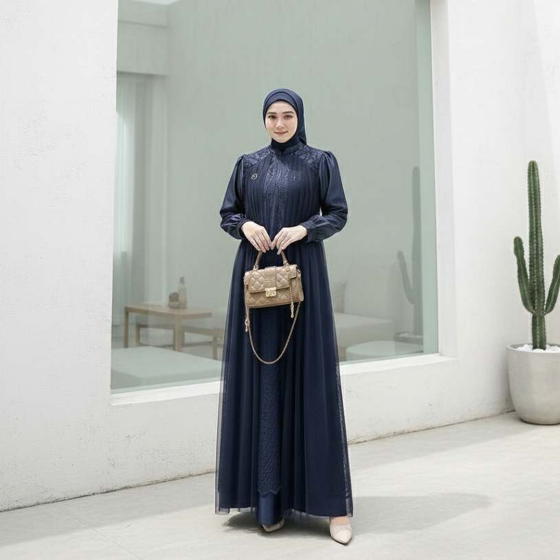 gamis lebaran 2026 model gamis terbaru Gamis Mandalika Brokat Kondangan Wisuda Mewah Satin Velvet