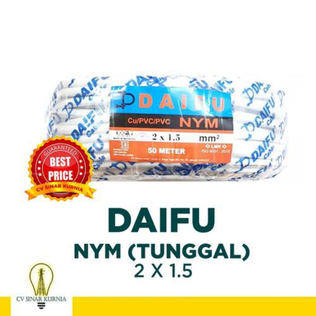 Kabel Listrik NYM 2x1,5mm 25M DAIFU | DAIFU Kabel NYM | SNI Original Asli