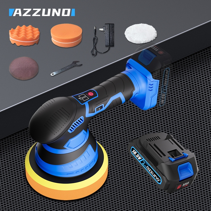 Azzuno Mesin poles mobil baterai litium 6" (6 kecepatan) Lantai Dicat Alat poles bodi motor Logam, a