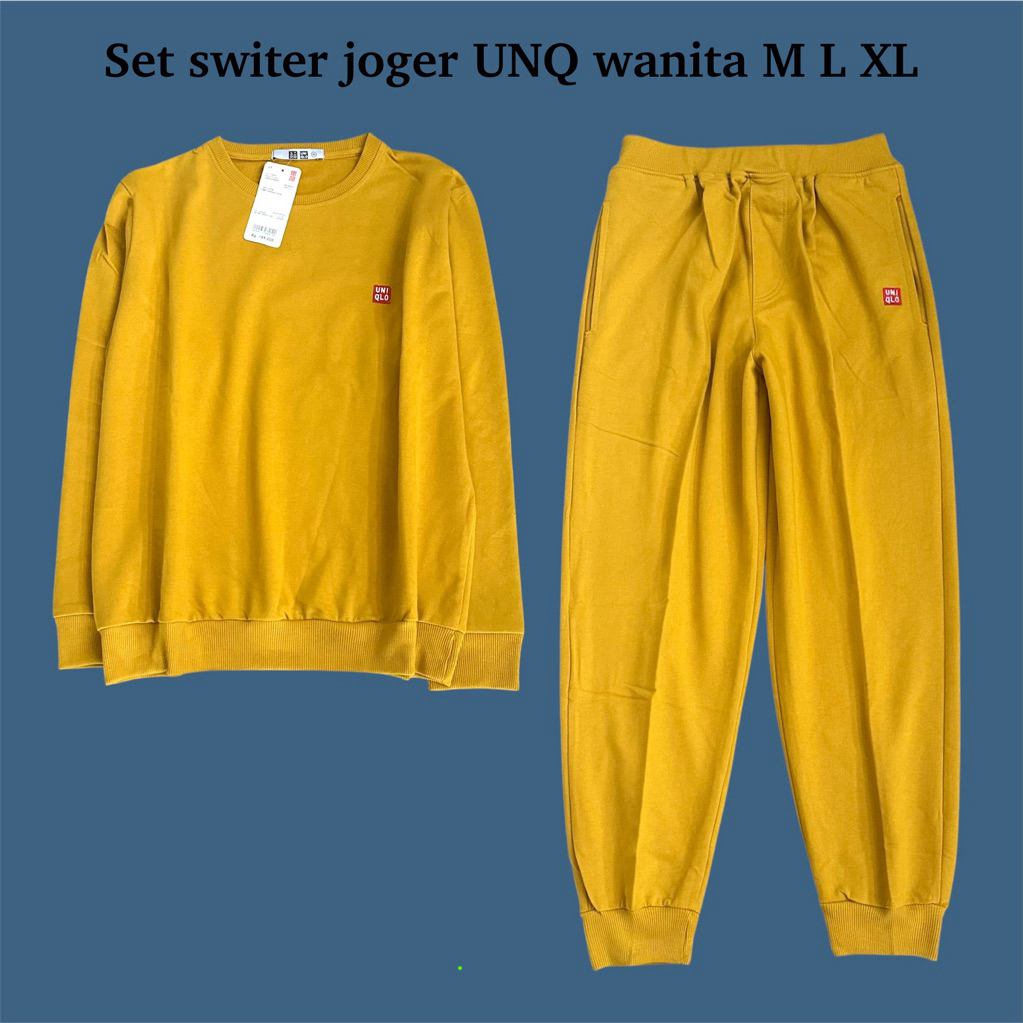 Oneset Uniqlo Setelan Sweater Uniqloon Wanita Setelan Olahraga Switer Jogger Seragam Senam Olahraga 