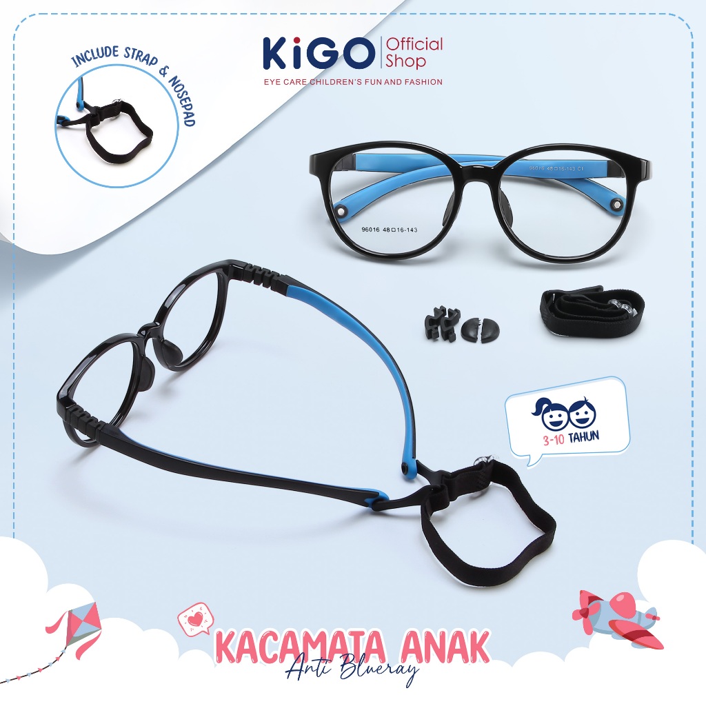 Kigo Kacamata Anak Anti Radiasi Blueray Photocromic Bluecromic Ringan Lentur Dan Fashionable 96016