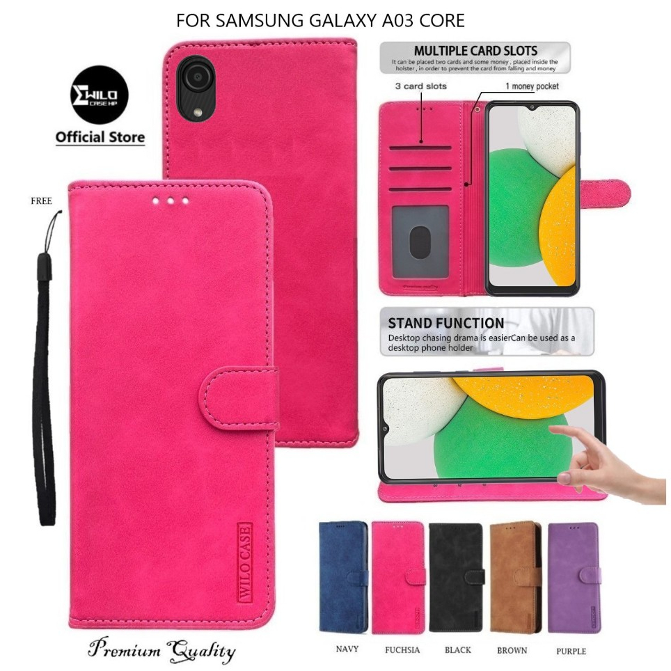 Leather Flip Samsung Galaxy A03 Core - Wallet Case Kulit - Casing Dompet Case Wallet Leather Flip Ca