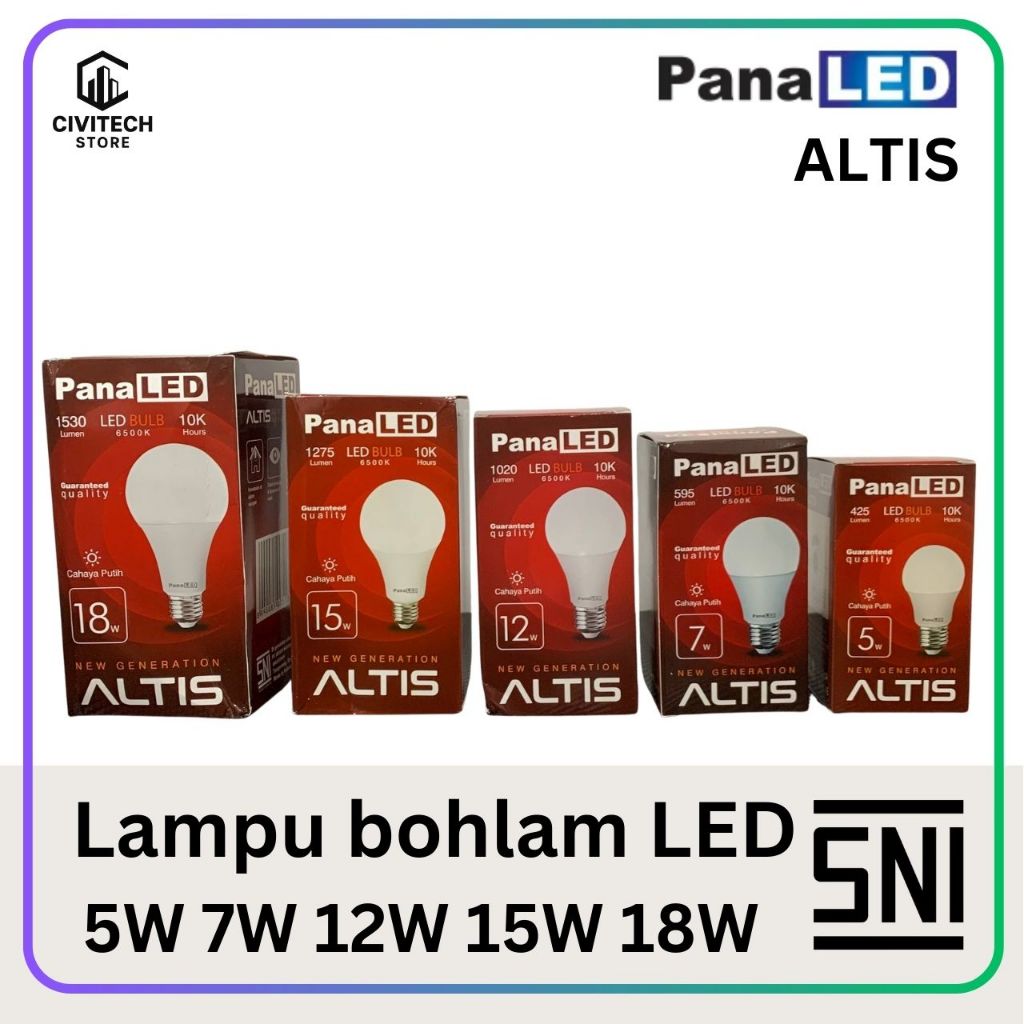Lampu Led 5W | Panaled Altis | Putih  Lampu Led 7W | Panaled Altis | Putih  Lampu Led 12W | Panaled 