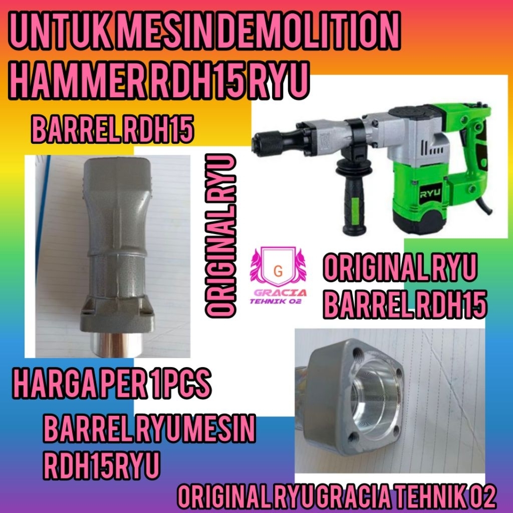 BARREL RYU RDH15 UNTUK MESIN DEMOLITION HAMMER RYU RDH15 ORIGINAL RYU RDH15 ORIGINAL RYU BARREL RDH1