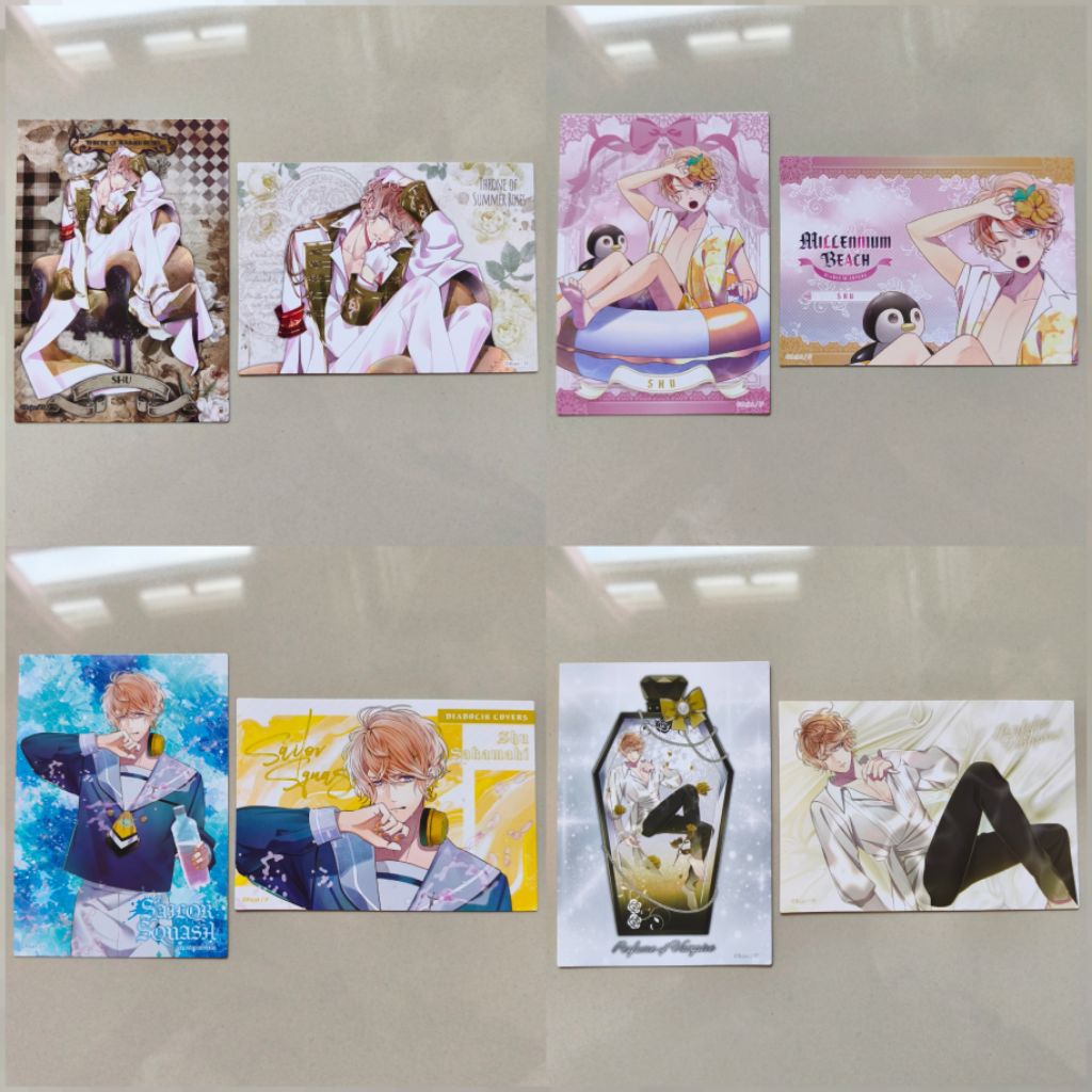 Official Merch Diabolik Lovers Shu Sakamaki Bromida Set 2pcs Kuji Prize / Postcard Poster Anime Ori
