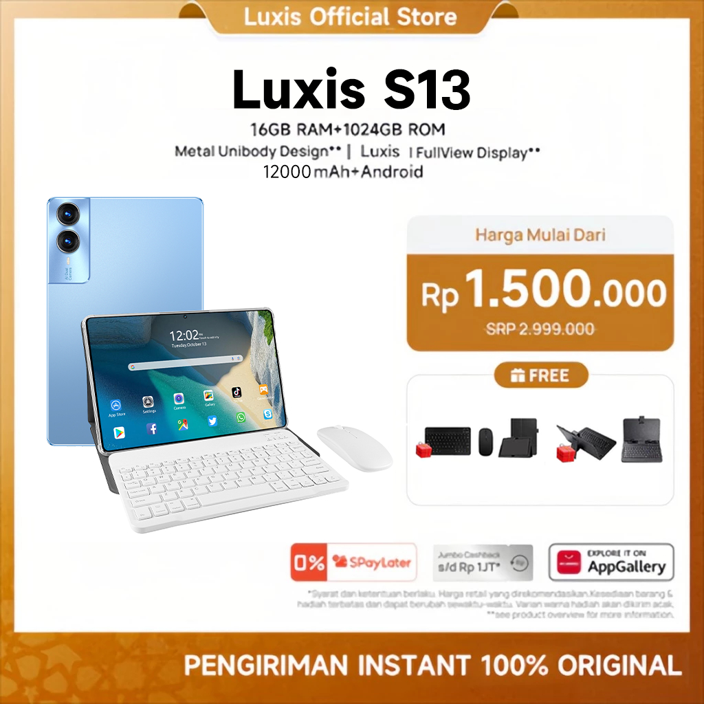 [ Free Keyboard Mouse ] Luxis Tablet S13 (16GB+1024GB)12.8inch"lPS Screen tablet android15 12000 mAh