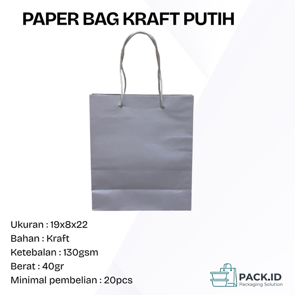 PAPER BAG KRAFT POLOS PUTIH  / PAPER BAG PUTIH POLOS / PAPER BAG KRAFT POLOS / TAS KERTAS / TAS KERT