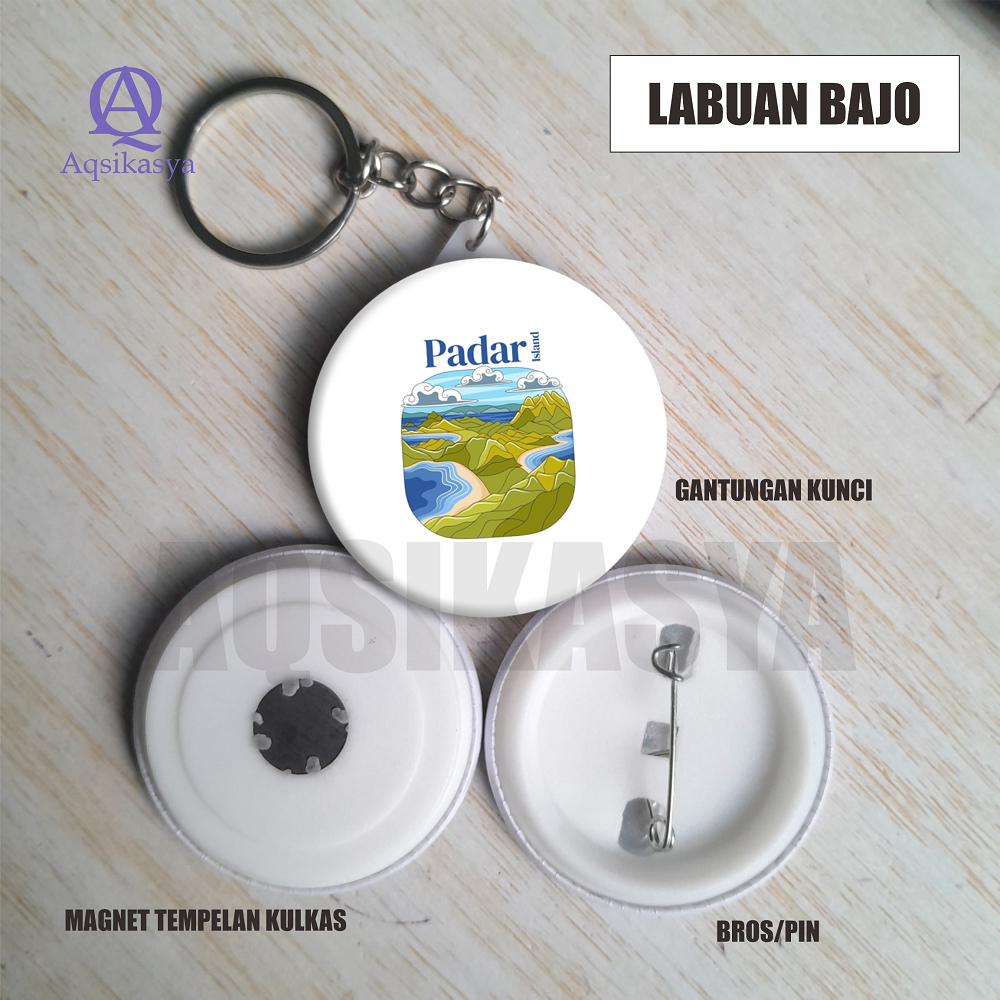 SOUVENIR LABUAN BAJO GANTUNGAN KUNCI I MAGNET TEMPELAN KULKAS I BROS / PIN DIAMETER 4.4 CM