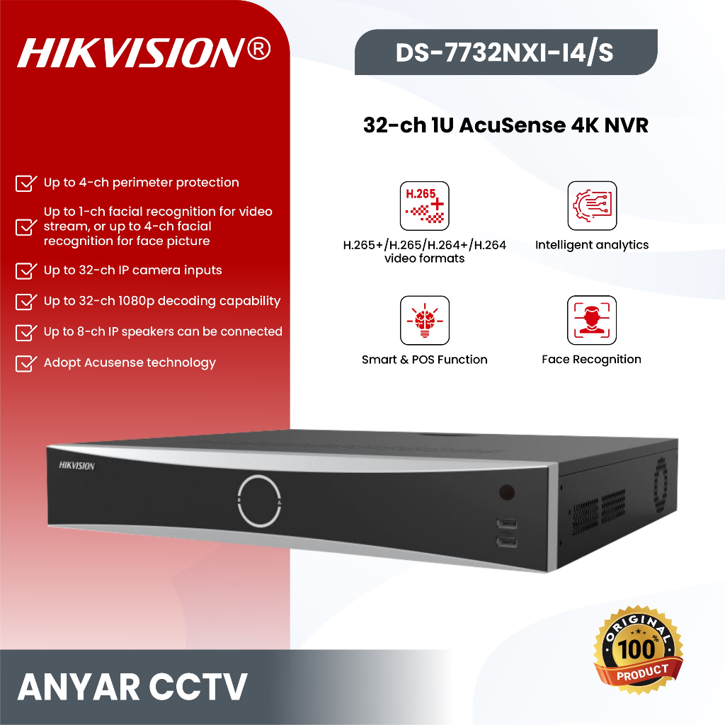HIKVISION DS-7732NXI-I4/S - NVR HIKVISION 32 CHANNEL ACUSENSE