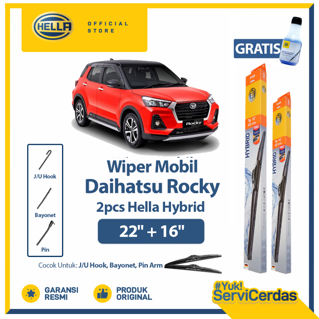 Wiper Mobil DAIHATSU Rocky 22" + 16" (2pcs) - HELLA Hybrid