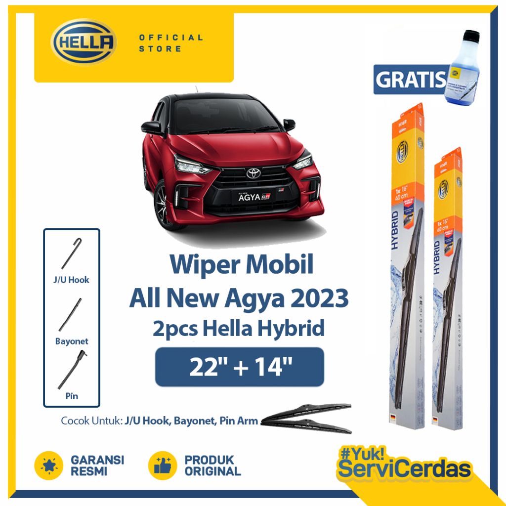 Wiper Mobil TOYOTA All New Agya 2023 22” + 14” (2pcs) - HELLA Hybrid