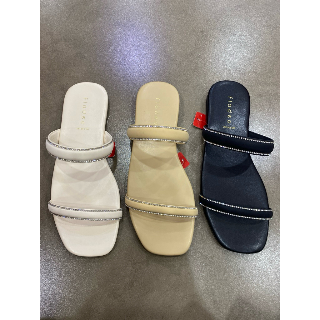 FLADEO sandal cewek flat terbaru, outsole karet anti licin