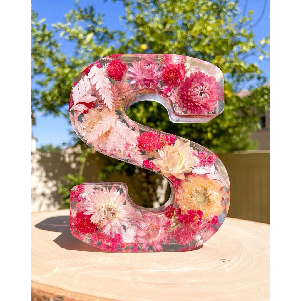 UKURAN BESAR  FULL RESIN DAN BUNGA KERING| CUSTOM LAMPU HURUF  | LAMPU TIDUR | LAMPU TIDUR ALFABET |