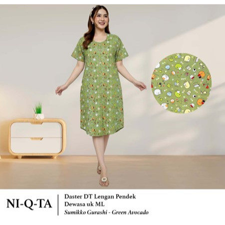 Daster DT Lengan Pendek Katun jepang NIQTA Dewasa (Ukuran M, L) Baju Tidur Bumil Busui Friendly NQT