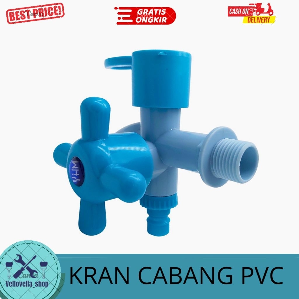 Kran cabang PVC plastik Keran cabang shower kamar mandi cabang 2 PVC