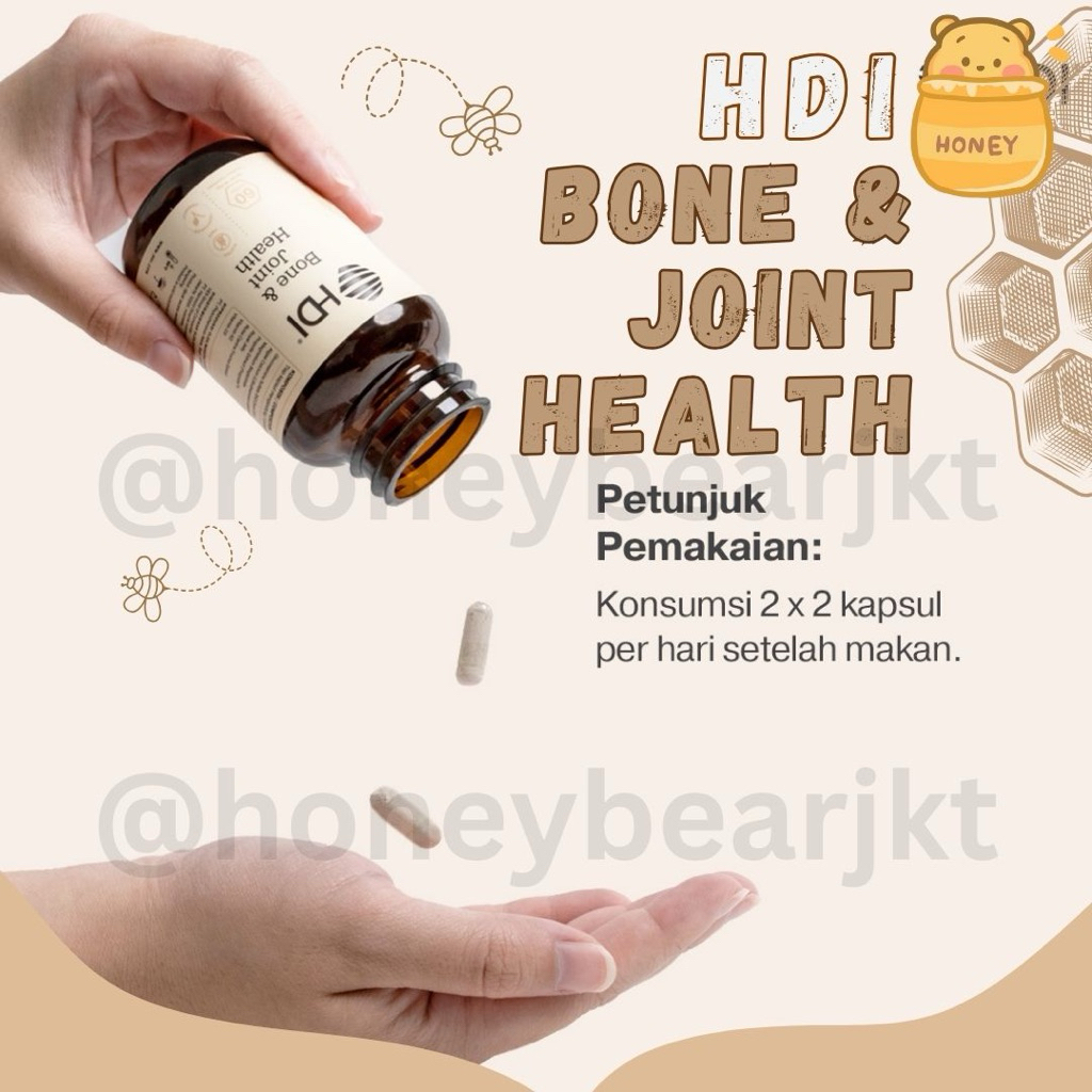 HDI Bone & Joint Health 60 Kapsul | Vitamin Kalsium & Glucosamine untuk Sendi | ORIGINAL 100% exp 20