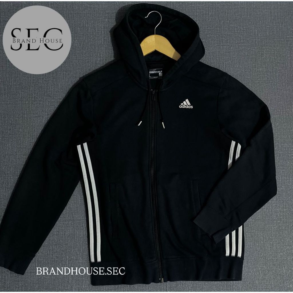 jacket adidas hoodie zipper garis tiga second