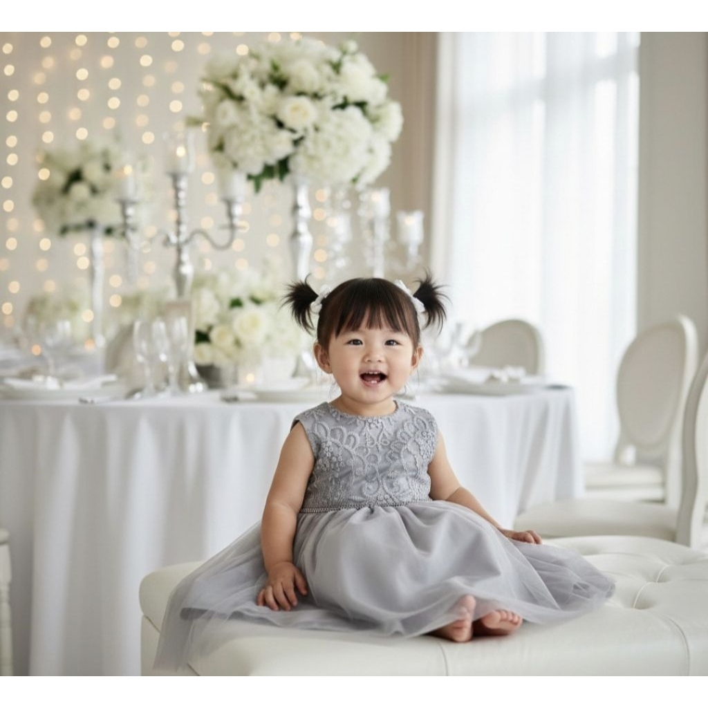 Dress Pesta Silver Anak Balita 1-2 Tahun | Preloved