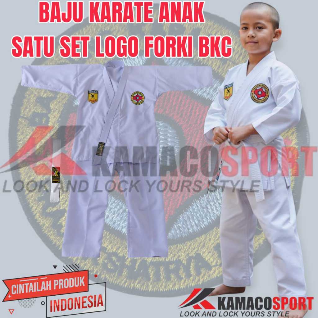 Baju Karate BKC KAMACO untuk Anak seragam beladiri karate Baju Karate Forki BKC lengkap 1 set