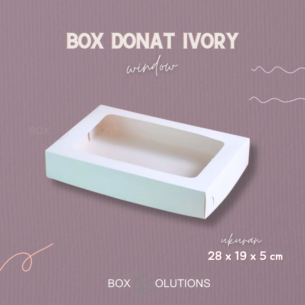 [isi 10] box donat ivory window isi 6 white - 28x19x5 cm