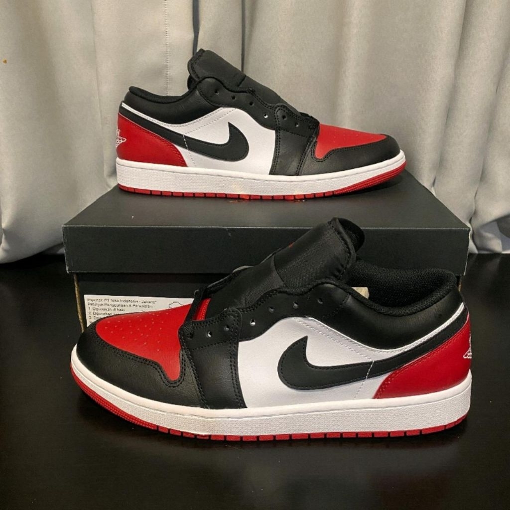 Air Jordan 1 Low Bred Toe Big Size EU 47 / Sepatu 100% original