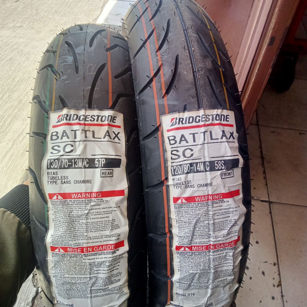 PAKETAN BAN LUAR BRIDGESTONE BATTLAX SC ADV 150/160 UKURAN 120/80-14 DAN 130/70-143TUBELESS