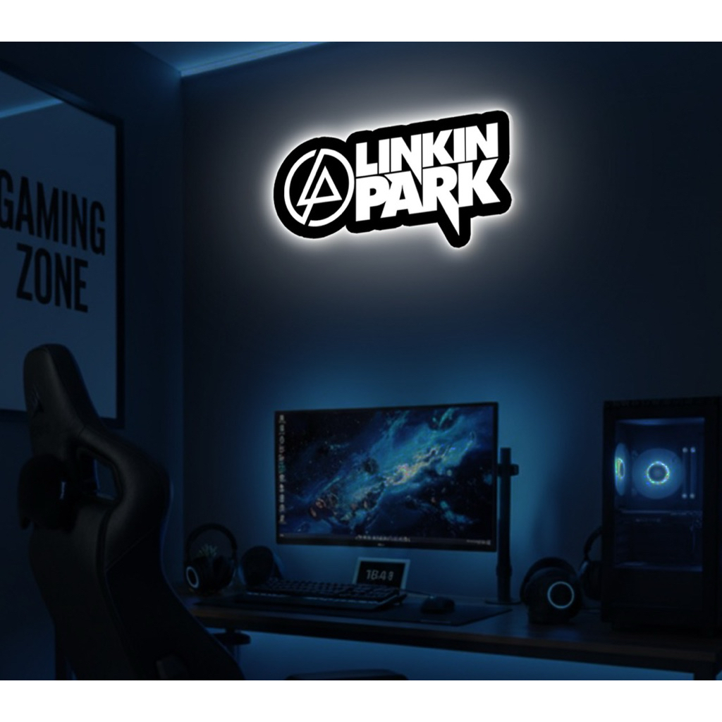 hiasan dinding linkinpark,lampu tidur kamar cowok,dekorasi kamar cowok,lampu kamar metalica