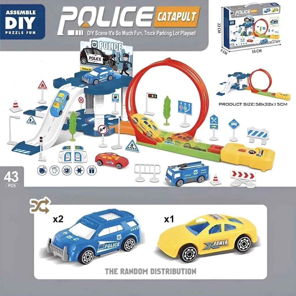 1229 mainan anak police truck CATAPULT ASSEMBLE DIY PUZZLE/mainan edukasi anak police