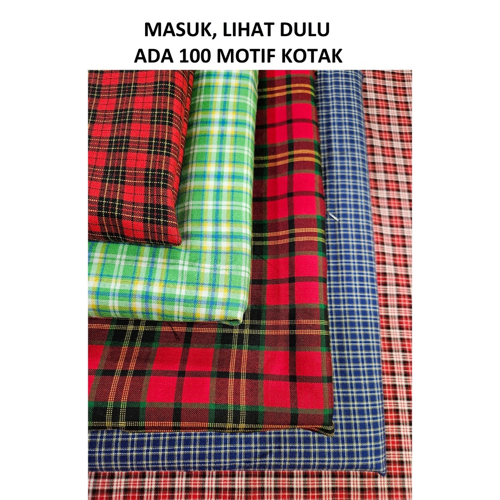 Bahan Kain Kotak Meteran Motif Kotak-Kotak Seragaman Sekolah | Kain Kasmilon Meteran Katun Akrilik |