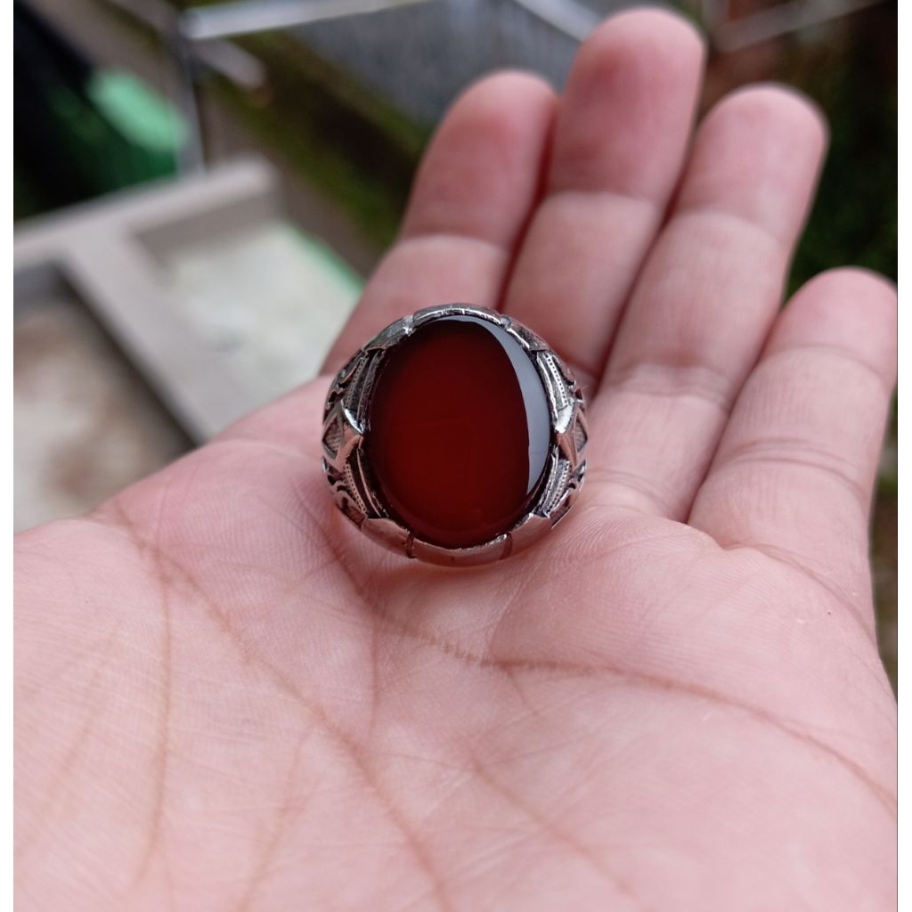 Cincin batu akik yaman ahmer natural
