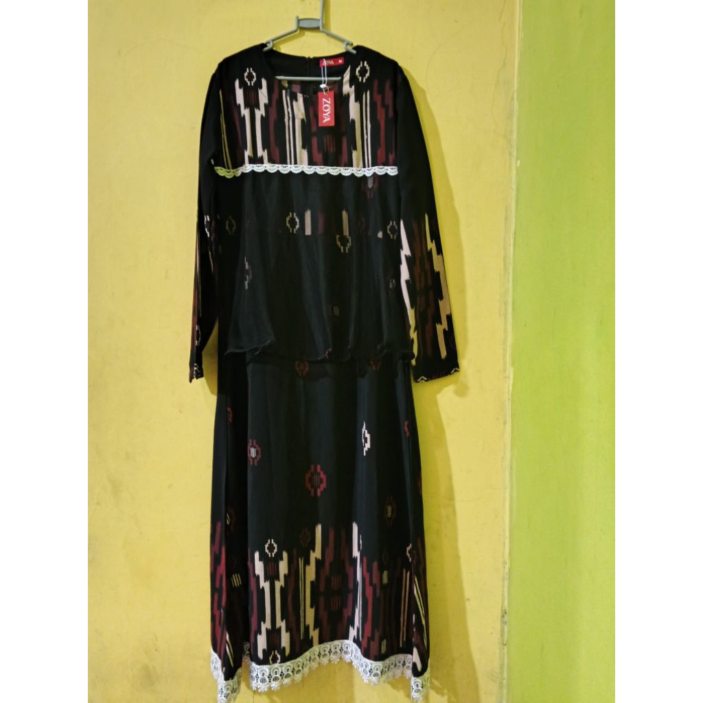 Gamis Zoya etnik warna hitam PL
