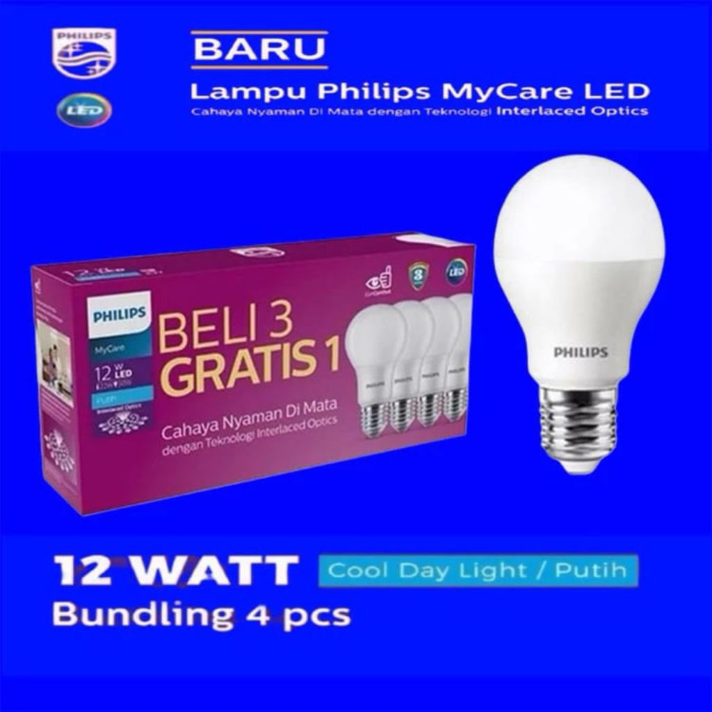[PROMO] paket philips Led putih 12watt Multipack