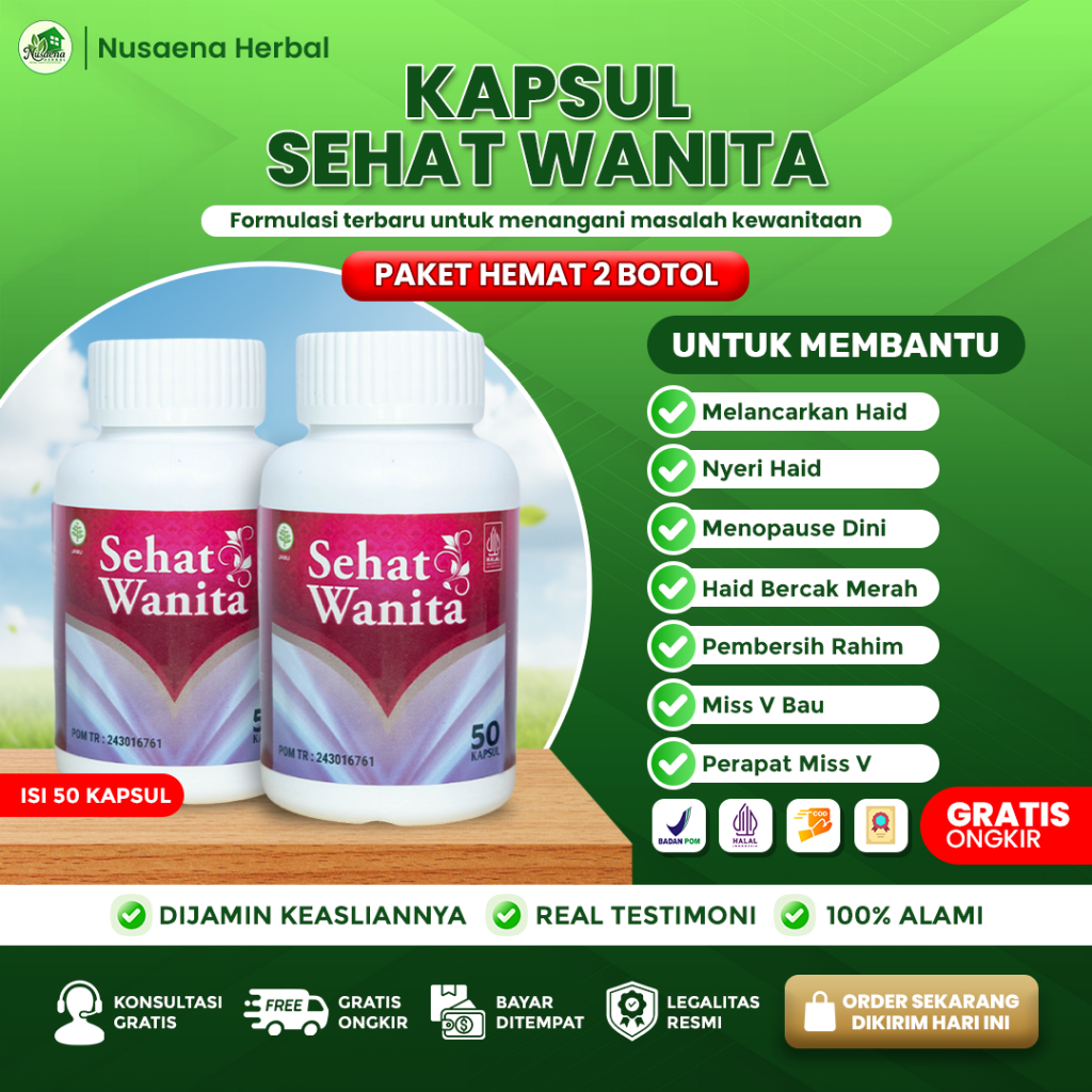 PAKET 2 BOTOL Obat Pelancar Haid  Menopause Dini  Telat Datang Bulan  Haid Tidak Teratur  Nyeri Haid