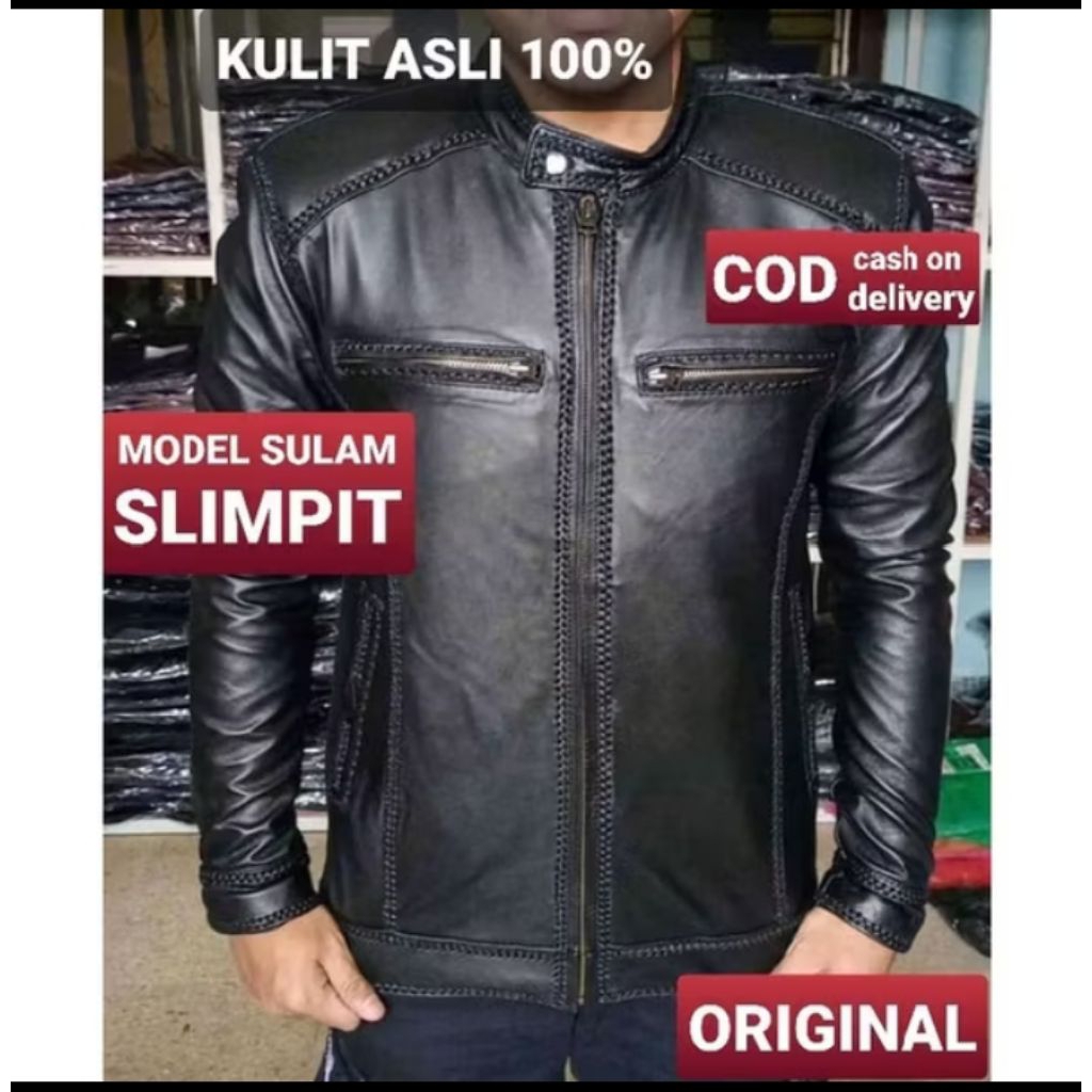 Jaket Pria Kulit Asli Garut Sukaregang Jaket Kulit Asli Model Sulam Terlaris NewElegan