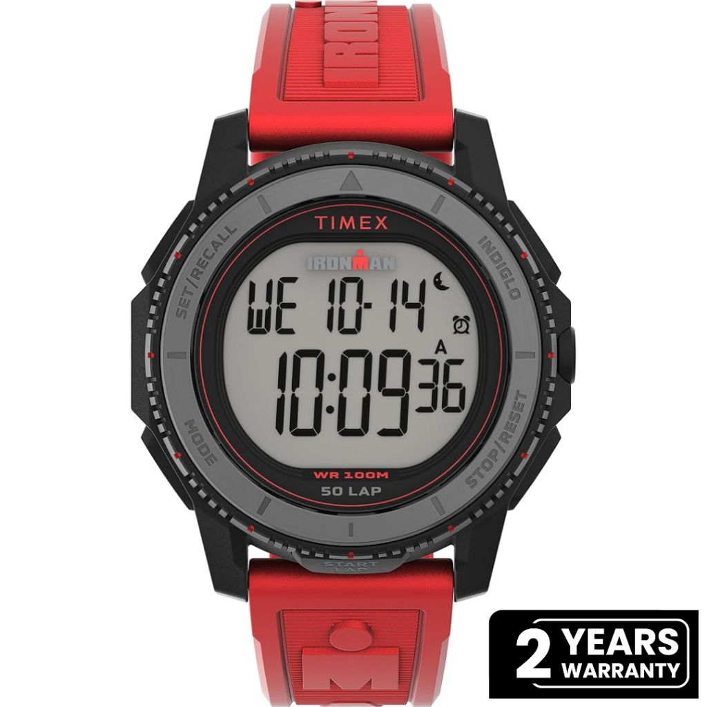 Jam Tangan Pria Timex Ironman Men Adrenalin Digital Dial Red Resin Strap TW5M57900V5 Original