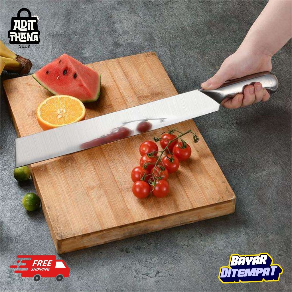 Pisau Buah Stainless Steel Panjang Anti Karat Pisau Semangka Melon Ukuran 45